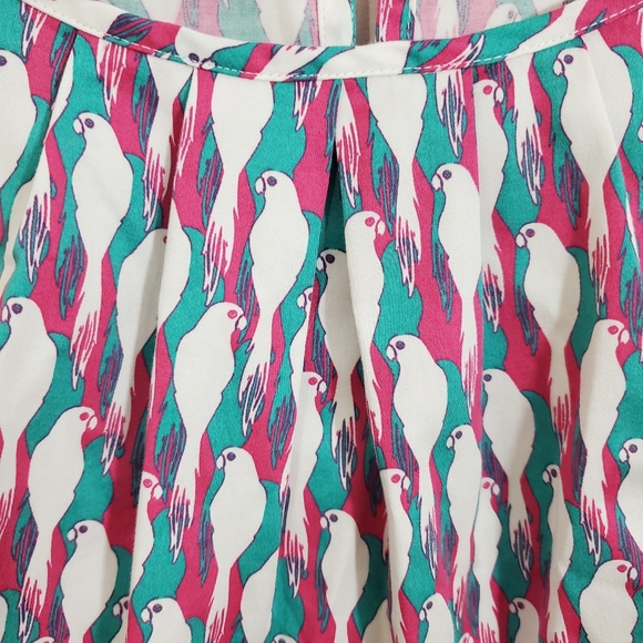 NWT Talbots Parrot Tropical Bird Novelty Print Sleeveless Blouse Colorful Large - Picture 4 of 9
